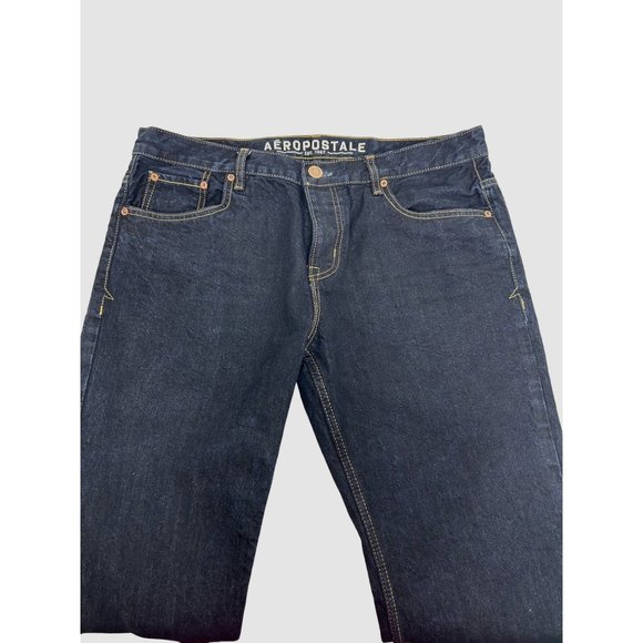 Aeropostale Men’s Jeans Bowery Slim Straight 36/32 Dark Blue Button 5-Pocket - Picture 1 of 12